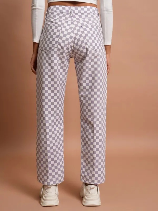 Tokyo Talkies Women Lavender Printed Flared Casual Trouser