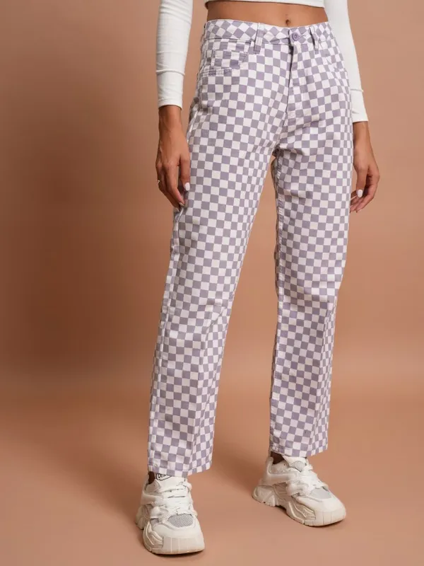 Tokyo Talkies Women Lavender Printed Flared Casual Trouser