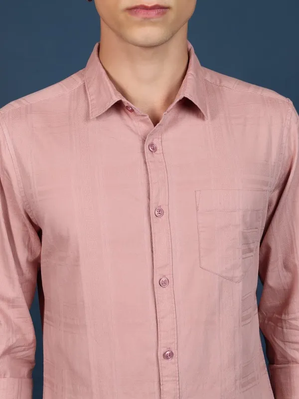  Ketch Men Coral Solid Slim Fit Casual Shirts