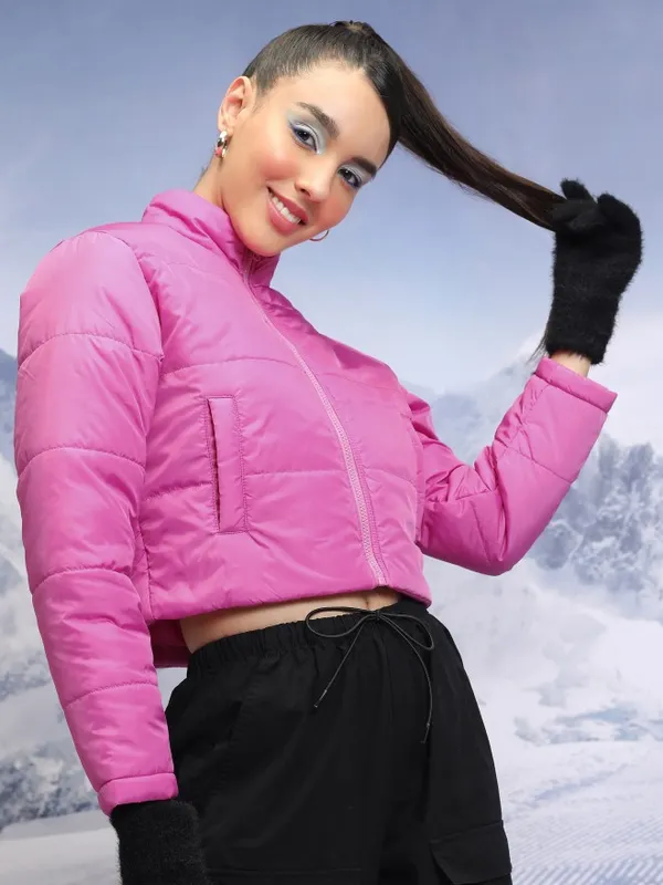 Tokyo Talkies Women Pink Puffer Jacket Jackets