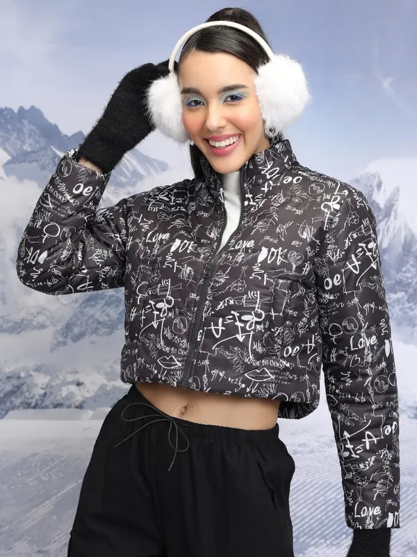  Tokyo Talkies Women Black Puffer Jacket Jackets