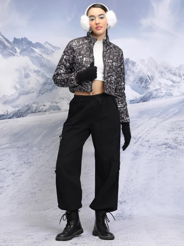  Tokyo Talkies Women Black Puffer Jacket Jackets