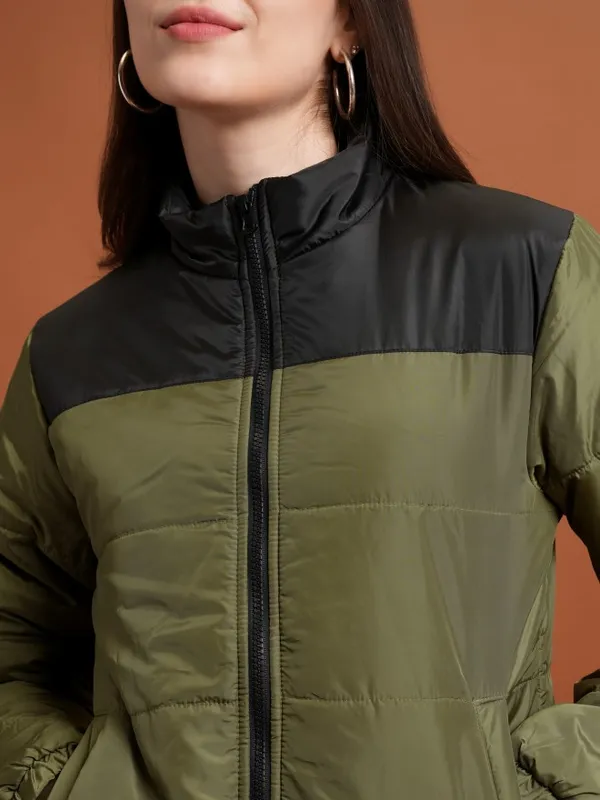  Tokyo Talkies Women Olive Puffer Jacket Jackets