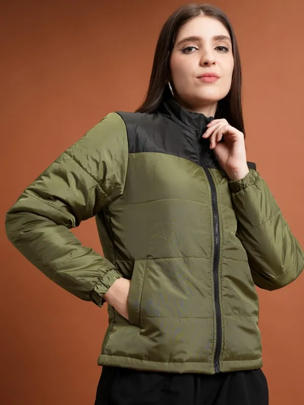  Tokyo Talkies Women Olive Puffer Jacket Jackets