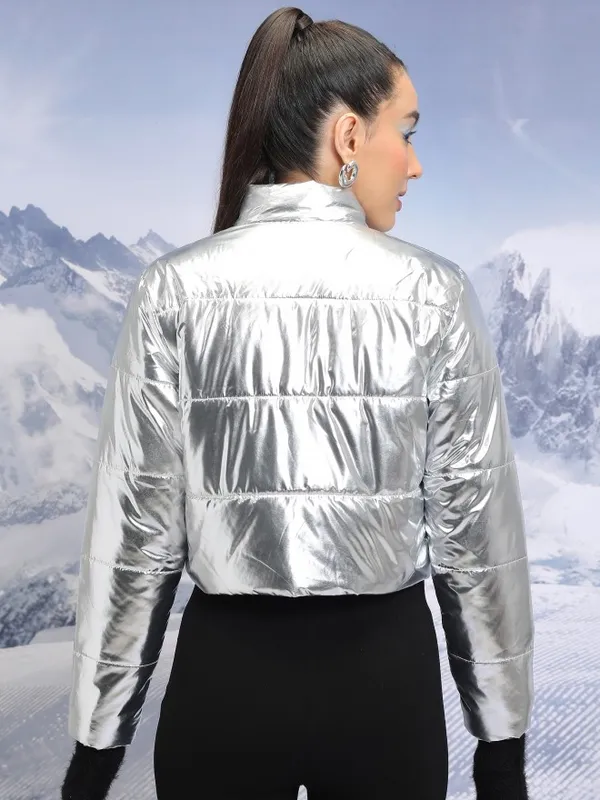  Tokyo Talkies Women Silver Puffer Jacket Jackets