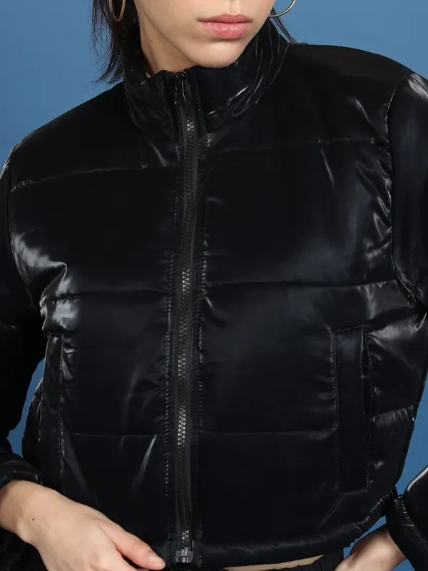  Tokyo Talkies Women Black Puffer Jacket Jackets