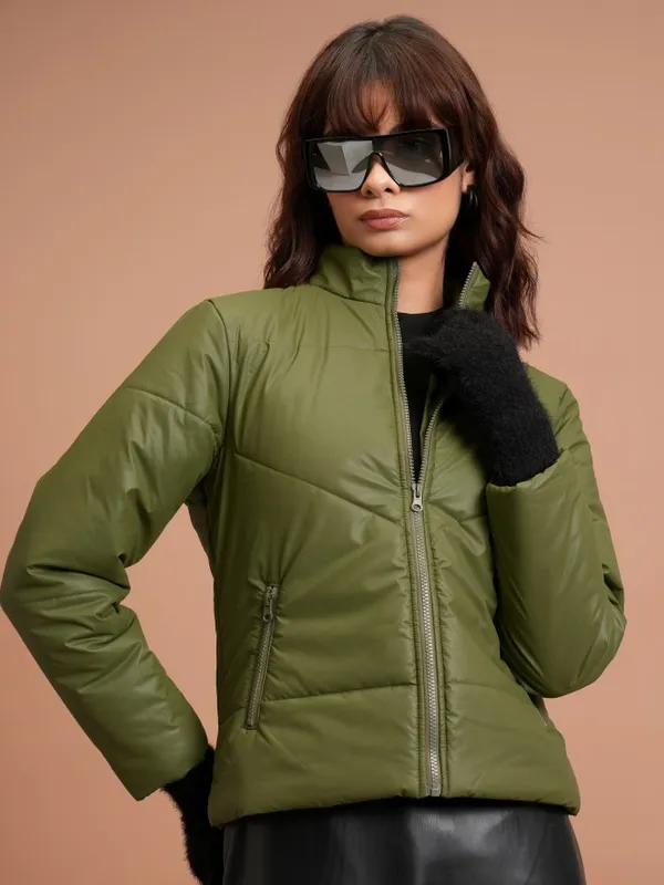  Tokyo Talkies Women Olive Padded Jacket Jackets