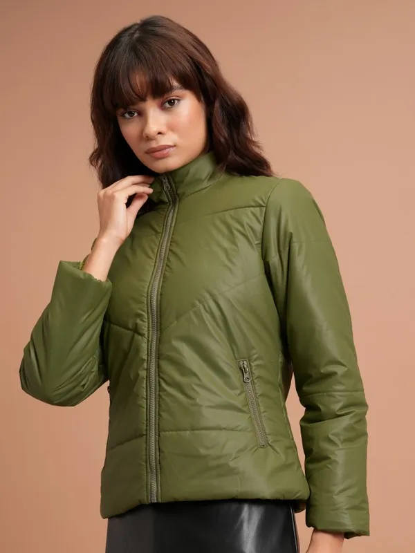  Tokyo Talkies Women Olive Padded Jacket Jackets