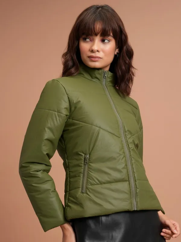  Tokyo Talkies Women Olive Padded Jacket Jackets