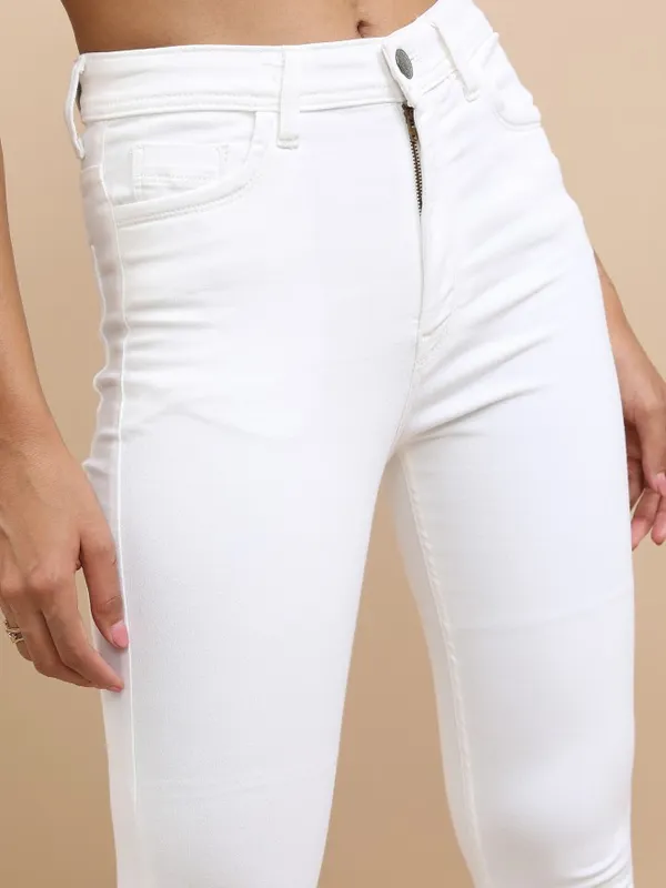 Tokyo Talkies Women White Skinny Fit Stretchable Jeans
