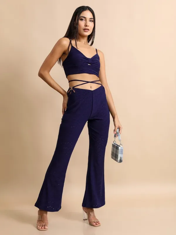 Tokyo Talkies Women Navy Blue Top With Trouser