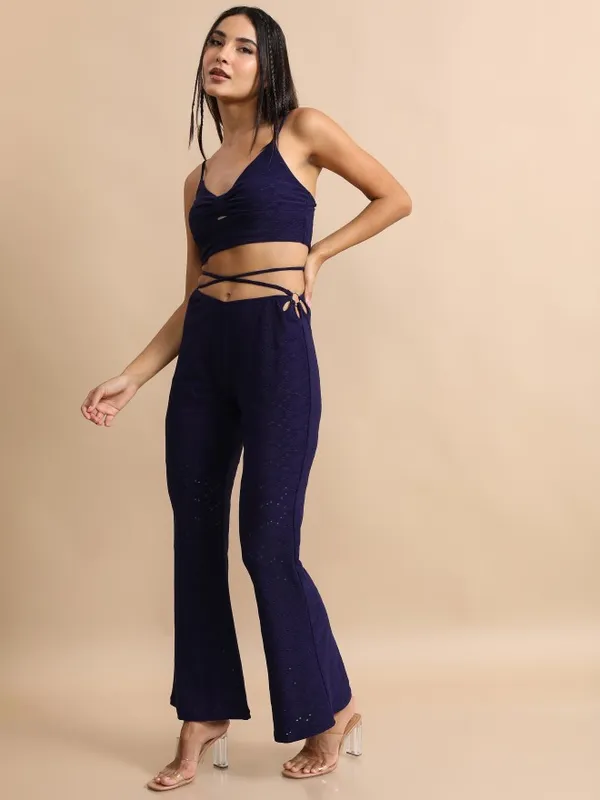 Tokyo Talkies Women Navy Blue Top With Trouser