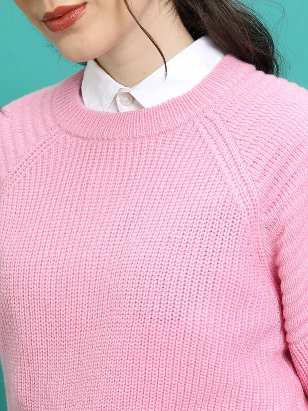  Tokyo Talkies Women Pink Round Neck Sweaters