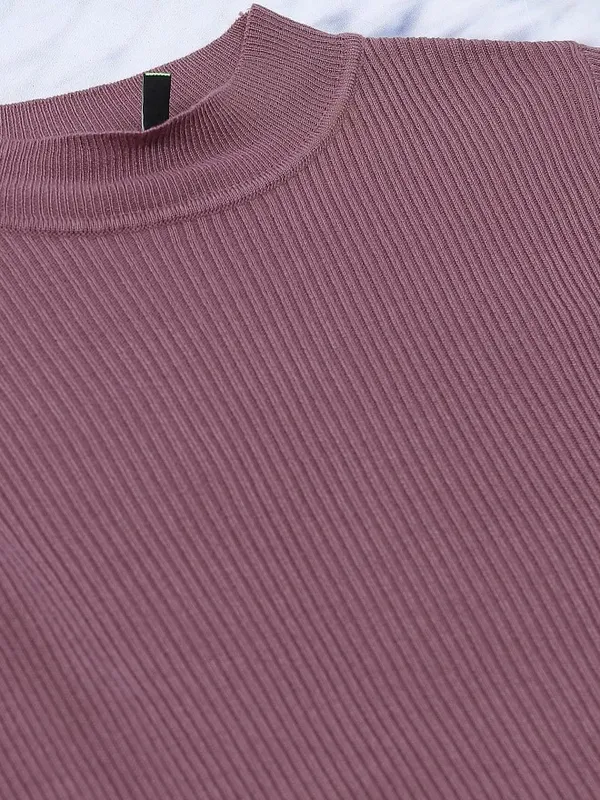  Tokyo Talkies Women Purple Mock Collar Sweaters