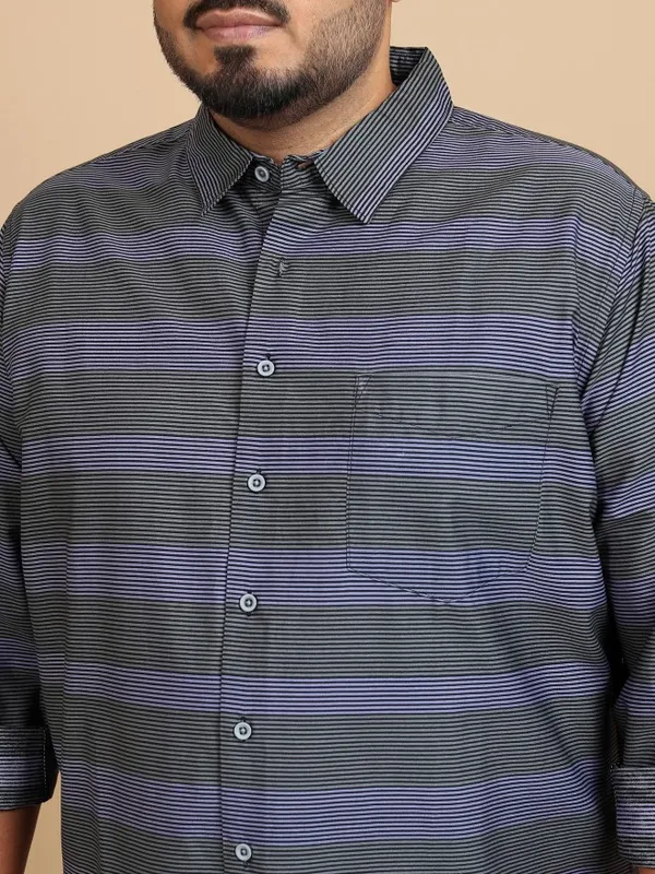  Xtra Ordinary By Highlander Men Black Striped Regular Fit Casual Shirts