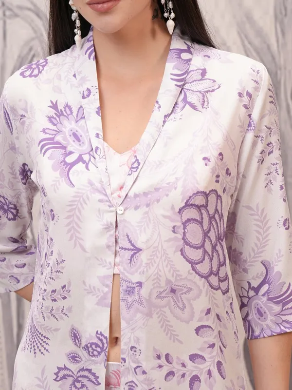  Vishudh Women Lavender Printed Shirt Dresses