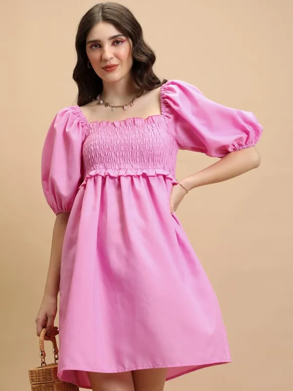 Solid Fit & Flare Dress