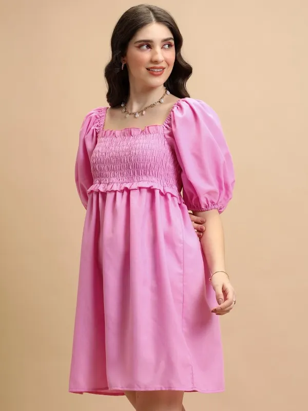Solid Fit & Flare Dress