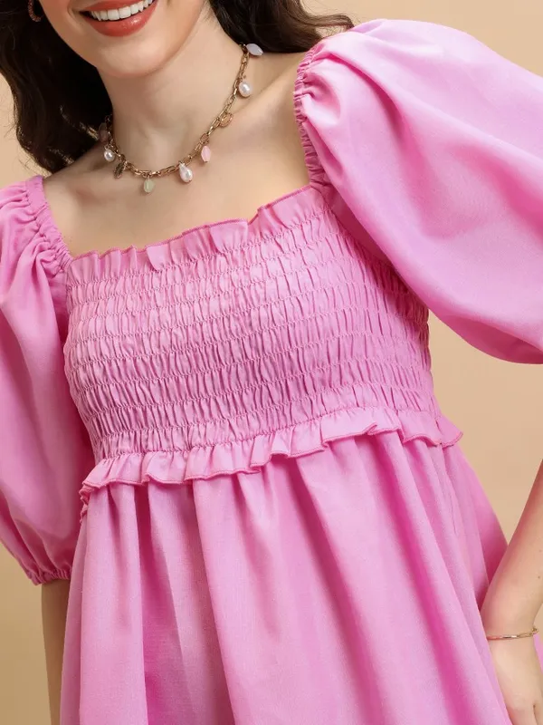 Solid Fit & Flare Dress