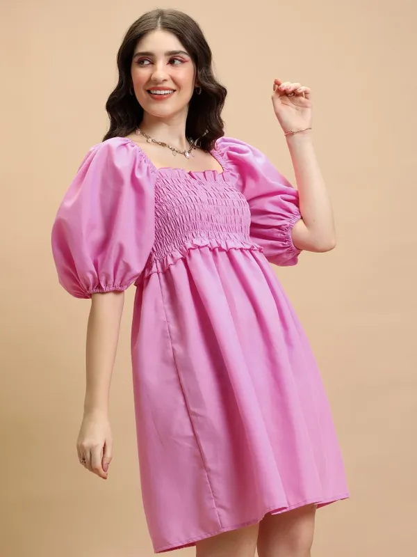 Solid Fit & Flare Dress
