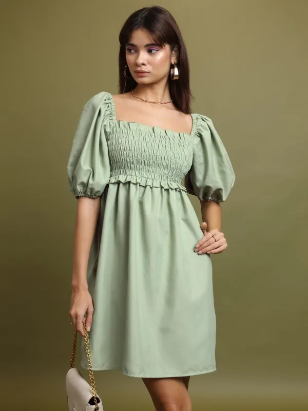 Solid A-Line Dress