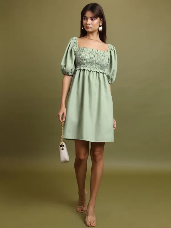 Solid A-Line Dress