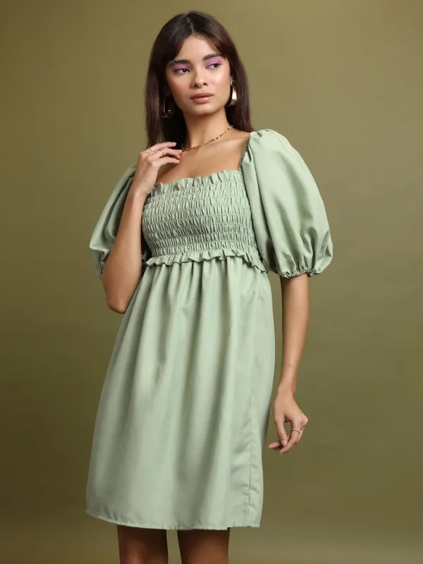 Solid A-Line Dress