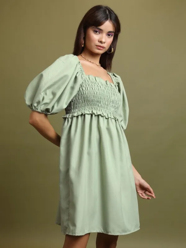 Solid A-Line Dress