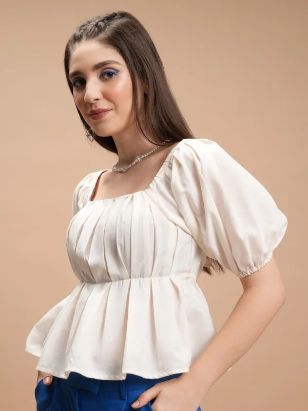 Solid Peplum Top