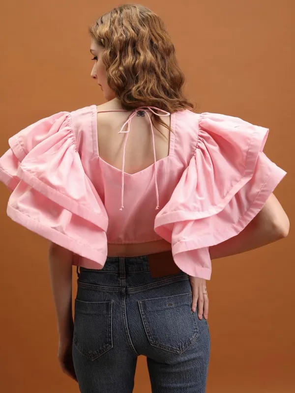 Tokyo Talkies Women Rose Solid Regular Top