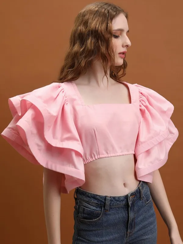 Tokyo Talkies Women Rose Solid Regular Top