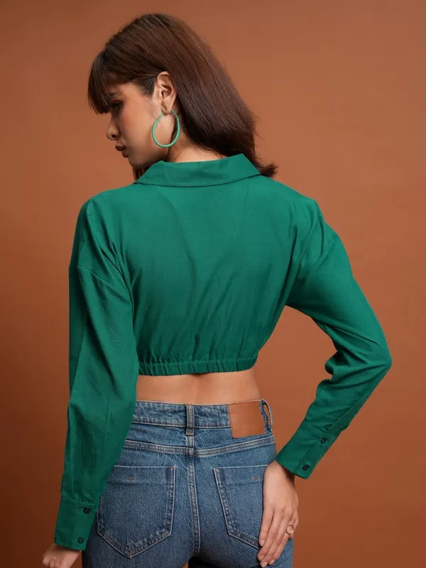  Tokyo Talkies Women Green Solid Wrap Tops