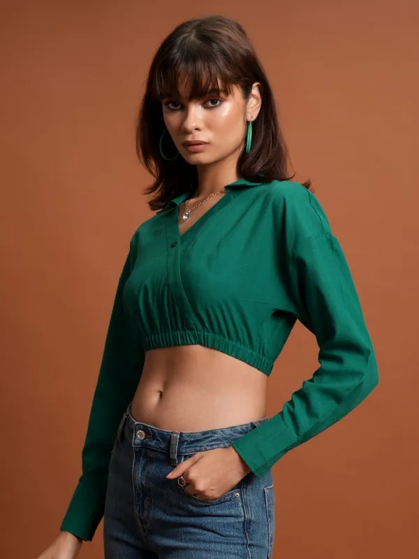 Tokyo Talkies Women Green Solid Wrap Tops