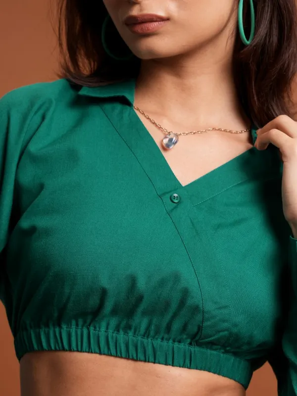  Tokyo Talkies Women Green Solid Wrap Tops