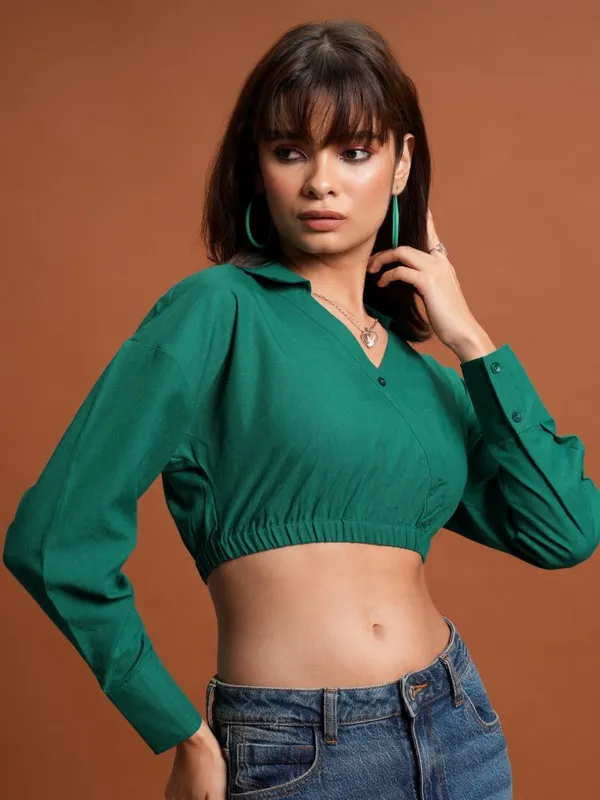  Tokyo Talkies Women Green Solid Wrap Tops