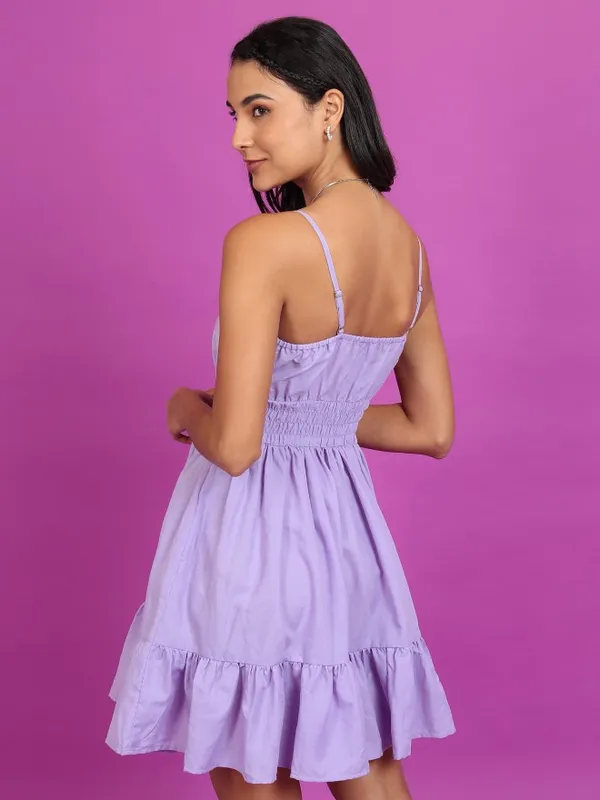  Tokyo Talkies Women Purple Solid Fit And Flare Dresses