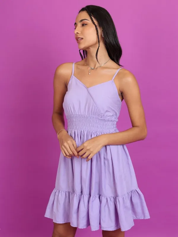  Tokyo Talkies Women Purple Solid Fit And Flare Dresses