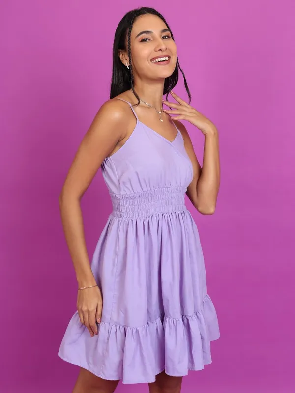  Tokyo Talkies Women Purple Solid Fit And Flare Dresses