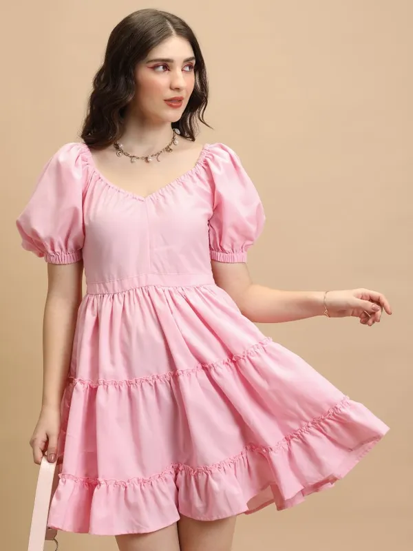 Solid Fit And Flare Dress