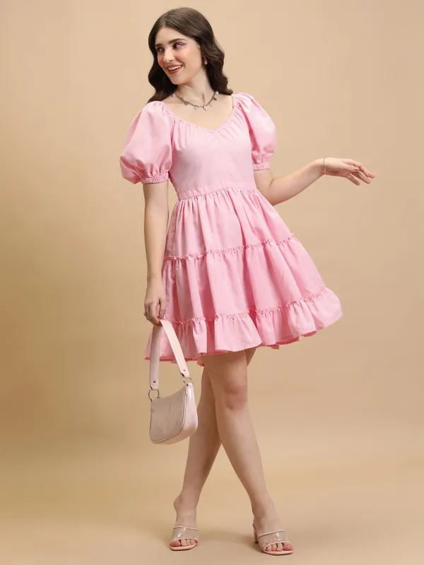 Solid Fit And Flare Dress