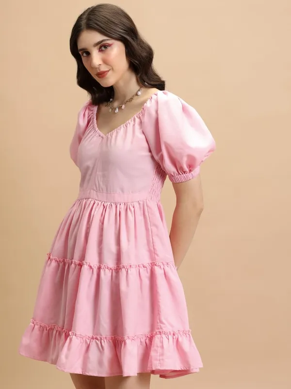 Solid Fit And Flare Dress