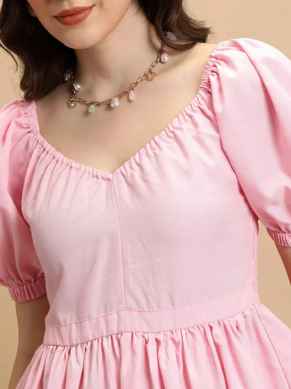 Solid Fit And Flare Dress