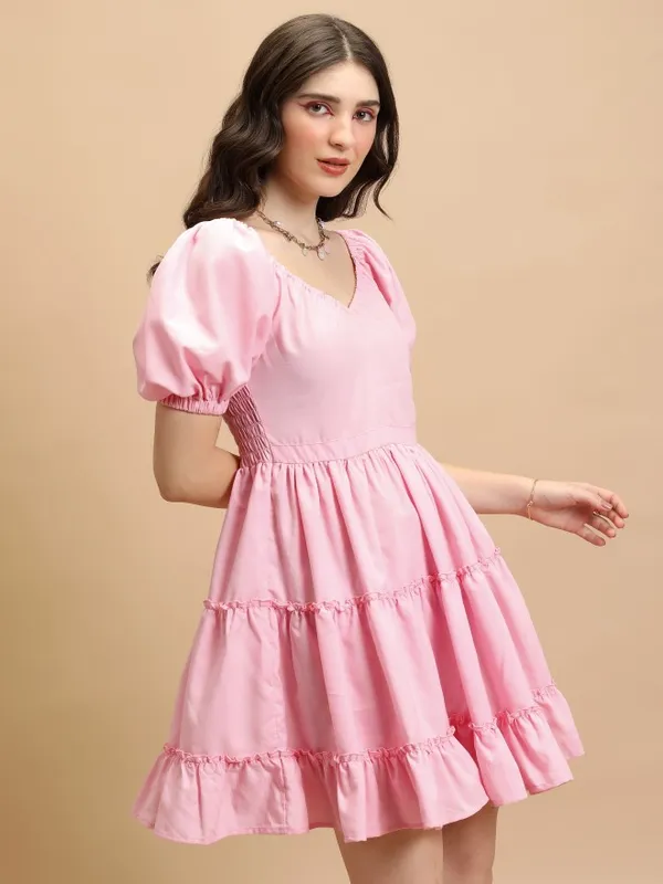 Solid Fit And Flare Dress