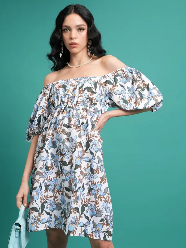  Tokyo Talkies Women White Printed A-Line Dresses