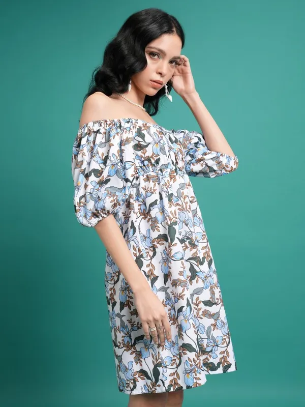  Tokyo Talkies Women White Printed A-Line Dresses