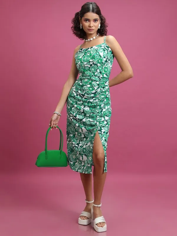 Tokyo Talkies Women Green Printed Sheath Dress