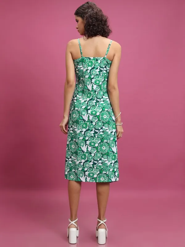 Tokyo Talkies Women Green Printed Sheath Dress