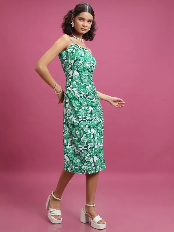 Tokyo Talkies Women Green Printed Sheath Dress