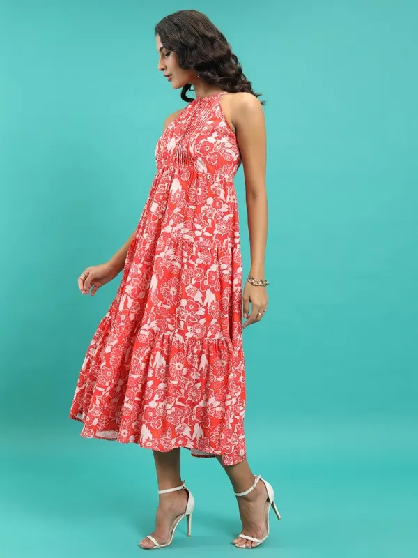  Tokyo Talkies Women Red Printed Fit And Flare Dresses