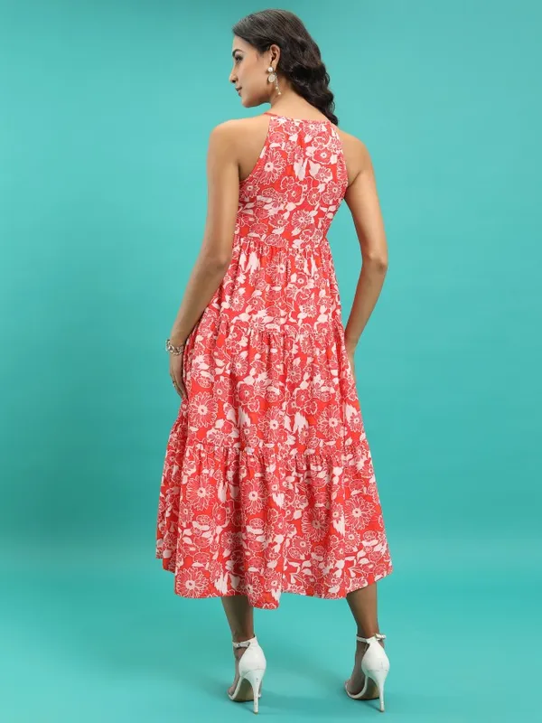  Tokyo Talkies Women Red Printed Fit And Flare Dresses